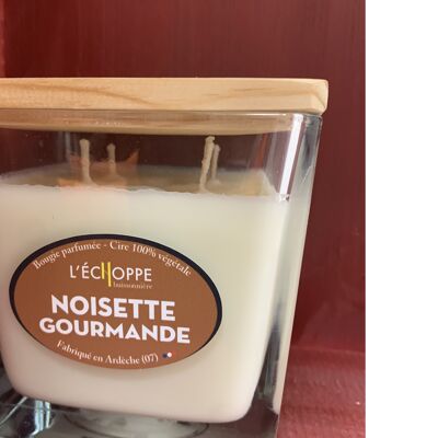 BOUGIE PARFUMEE NOISETTE GOURMANDE 10 X 10 4 MECHES 350 G DE CIRE 100 % VEGETALE  SOJA