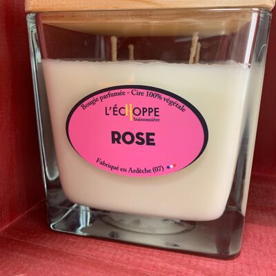 SCENTED CANDLE ROSE SQUARE POT 10X10X10X 4 WICKS 350 G OF WAX 100% SOY
