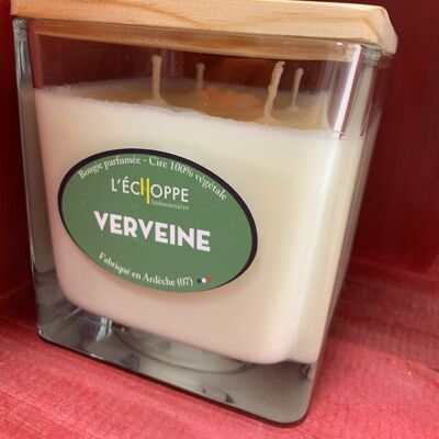 SQUARE SOYA CANDLE WOOD COVER 10X10 4 WICKS VERBENA 350 G OF 100% VEGETABLE SOYA WAX