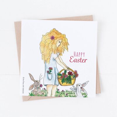 Ostergrußkarte, fröhliche Osterkarte, süße Osterkarte, SKU004