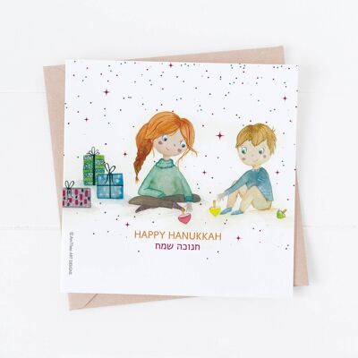 Happy Hanukkah card, happy Hanukkah, cute Hanukkah card.