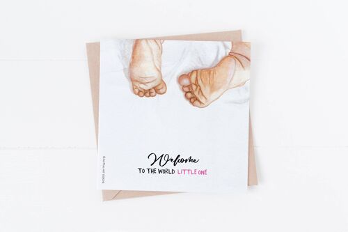 Welcome little one, new baby card, baby girl