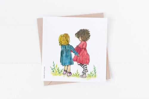 Best friends card, besties, two girls, just because card