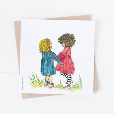 Best friends card, besties, two girls, just because card