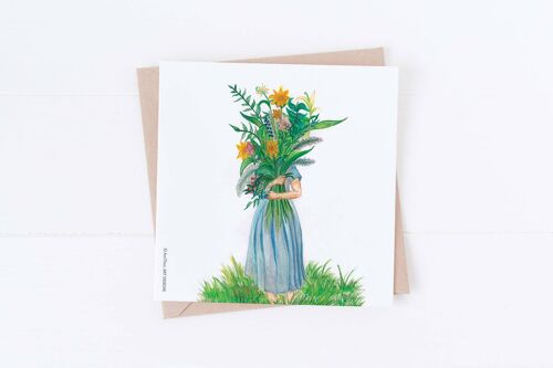 Flower lady Greeting Card, Thank You Card , SKU030