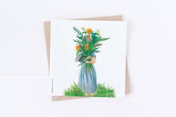 Carte de voeux de dame de fleur, carte de remerciement, SKU030 1