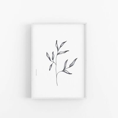 Impresión en blanco y negro, decoración de pared de flores monocromáticas, SKU037
