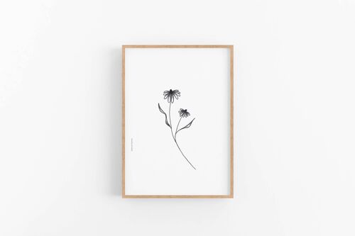 Black & white print, Monochrome flowers, Greeting card , SKU039