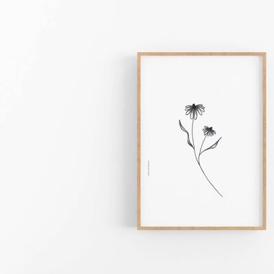 Impression noir et blanc, Fleurs monochromes, Carte de voeux, SKU040