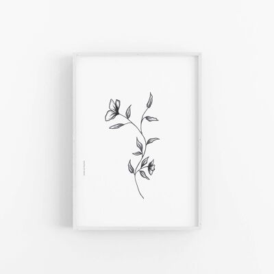 Impresión en blanco y negro, flores monocromáticas, SKU041