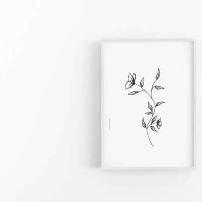 Impression noir et blanc, Fleurs monochromes, SKU041