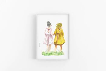 illustration d'impression d'art de deux filles, meilleures amies, SKU043 3