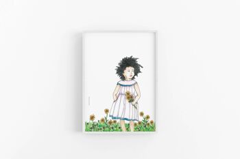 Impression d'art, une jolie illustration d'une fille bouclée tenant, SKU047 1