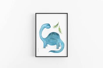 Art mural de pépinière de dinosaure bleu, affiche de pépinière, SKU049 1