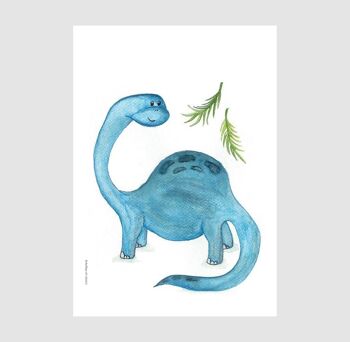 Art mural de pépinière de dinosaure bleu, affiche de pépinière, SKU049 2