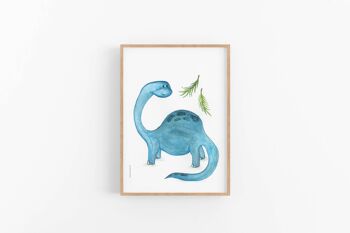 Art mural de pépinière de dinosaure bleu, affiche de pépinière, SKU049 3