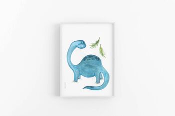 Art mural de pépinière de dinosaure bleu, affiche de pépinière, SKU049 4