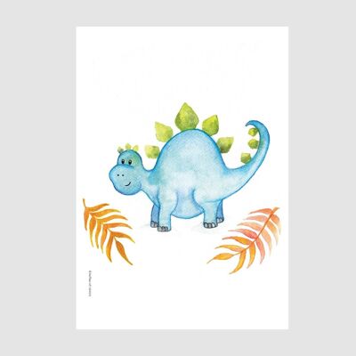 Impression de dinosaure bleu, affiche de pépinière, ensemble d'impressions, SKU051