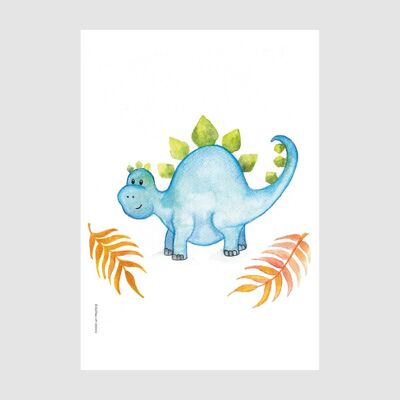 Stampa dinosauro blu, poster della scuola materna, set di stampe, SKU052