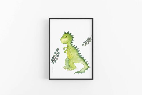 Green dinosaur print, Nursery poster, set of prints , SKU053