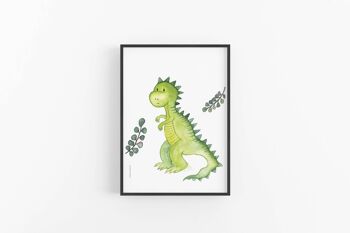 Impression de dinosaure vert, affiche de pépinière, ensemble d'impressions, SKU053 1