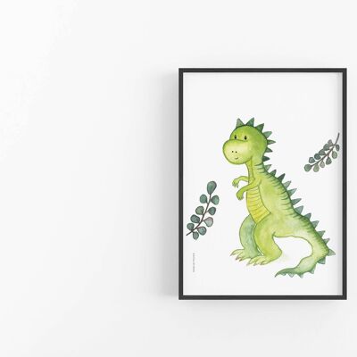 Impression de dinosaure vert, affiche de pépinière, ensemble d'impressions, SKU053