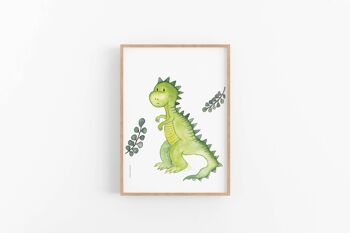Impression de dinosaure vert, affiche de pépinière, ensemble d'impressions, SKU053 2