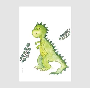 Impression de dinosaure vert, affiche de pépinière, ensemble d'impressions, SKU053 4