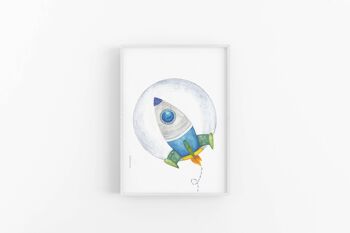 Impression d'art de fusée, affiche de pépinière, illustration de fusée, SKU058 2