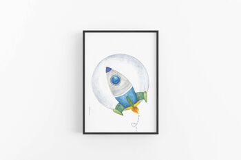 Impression d'art de fusée, affiche de pépinière, illustration de fusée, SKU058 3
