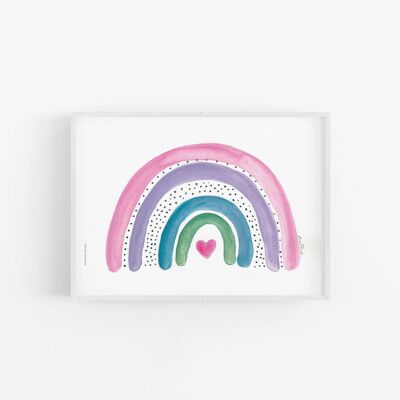 Regenbogen-Kunstdruck, rosa Regenbogen, Kinderzimmerdruck, SKU061