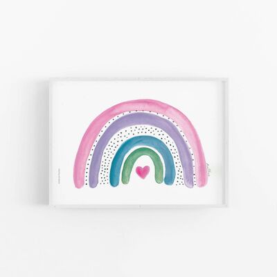 Rainbow art print, pink rainbow,nursery print , SKU062