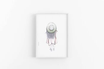 Imprimé fille, Illustration fille avec chapeau, Ensemble de deux, SKU068 3