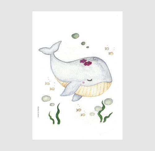 Wale art print, Nursery Poster, Under The Sea , SKU071