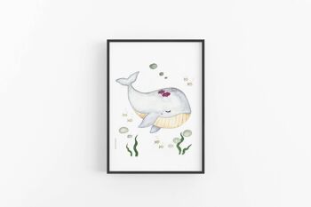 Wale art print, Nursery Poster, Under The Sea , SKU072 2