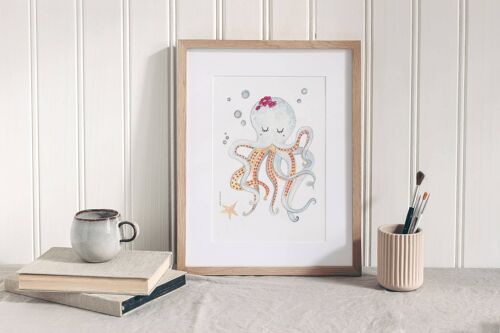 Octopus art print, Nursery Poster, Under The Sea , SKU073