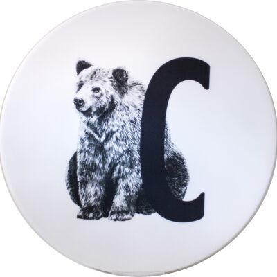 Lavagna lettere C con orso