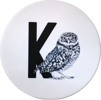 Tableau à lettres K avec hibou 1