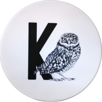 Tableau à lettres K avec hibou