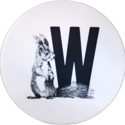 Letter board W with Squirrel