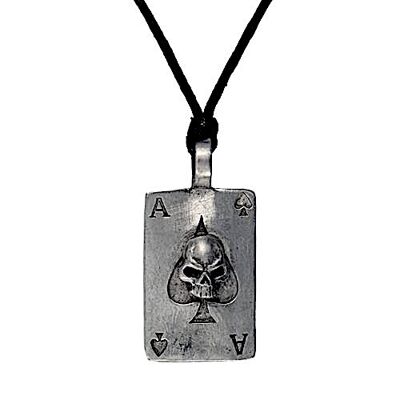 Ace High Screaming Skull Pewter Necklace PWP431