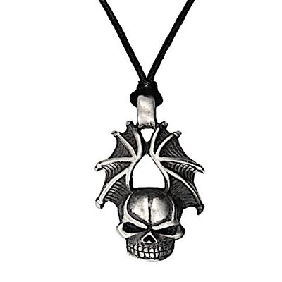 Angel of Death Screaming Skull Pewter Necklace PWP440