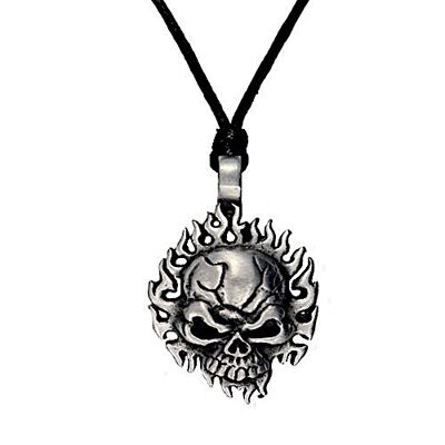 Fire Starter Screaming Skull Pewter Necklace PWP436