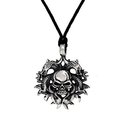 Dragon Keeper Screaming Skull Pewter Necklace PWP438