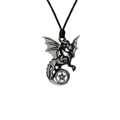 Pewter Pentagram Dragon Necklace 7