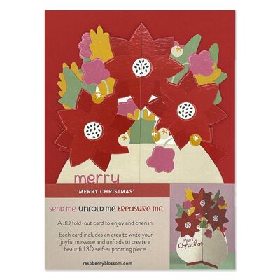 Carte florale dépliante 3D "Joyeux Noël"