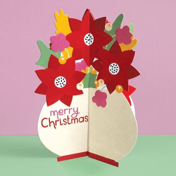 Carte florale dépliante 3D "Joyeux Noël" 2