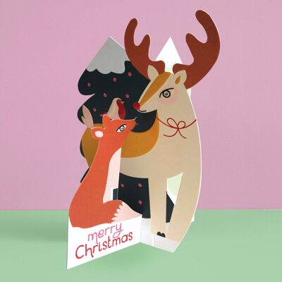 Merry Christmas' 3D fold-out winter woodland