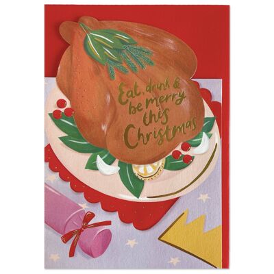 'Eat, drink & be merry this Christmas' Christmas feast card