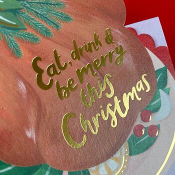 Carte de fête de Noël "Mangez, buvez et soyez joyeux ce Noël" 2